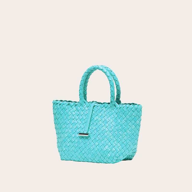 Little Liffner Mini Leather Basket Donna Tote Blu Chiaro | 6512-FZOYP