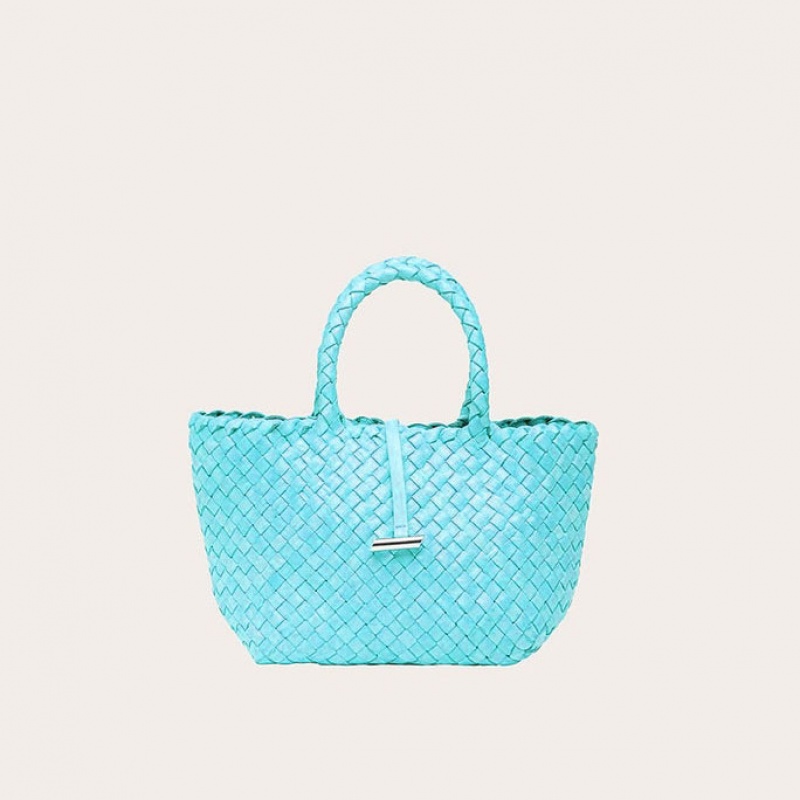 Little Liffner Mini Leather Basket Donna Tote Blu Chiaro | 6512-FZOYP