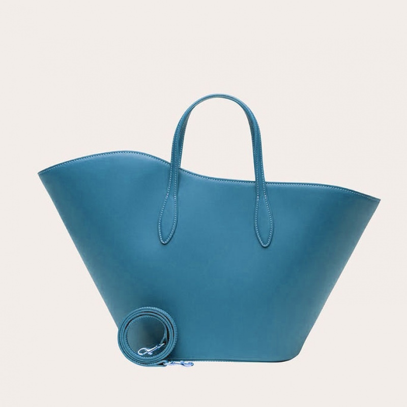 Little Liffner Open Tulip Medium Donna Tote Blu | 8719-JZBUO