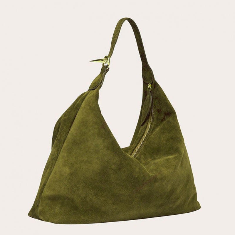 Little Liffner Pillow Suede Donna Borsa a Tracolla Verde Oliva | 9180-CMBPW